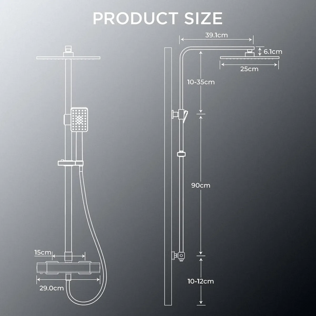 Thermostatic Shower Mixer Set - Stainless Steel - Image 2