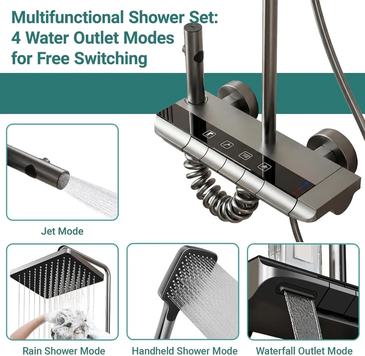 Shower Mixer Set with Piano Key Control 4 - Image 4