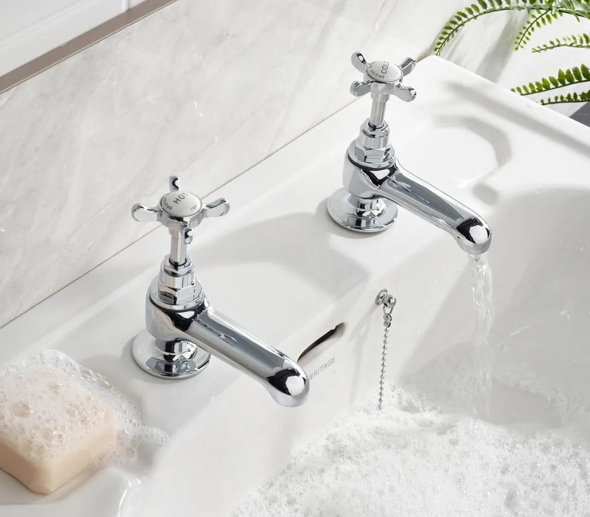 Basin Pillar Taps with Crosshead Handles Single - Image 2
