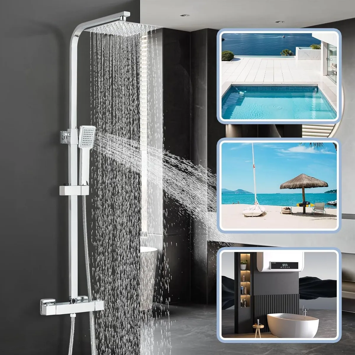 Bathroom Thermostatic Shower Mixer Set and with - Image 4