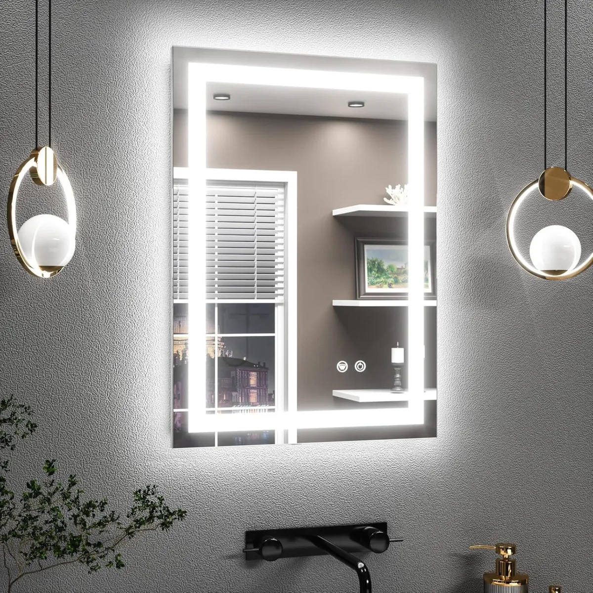 50x70cm Bathroom Mirror with Led Lights Antifog - Image 1