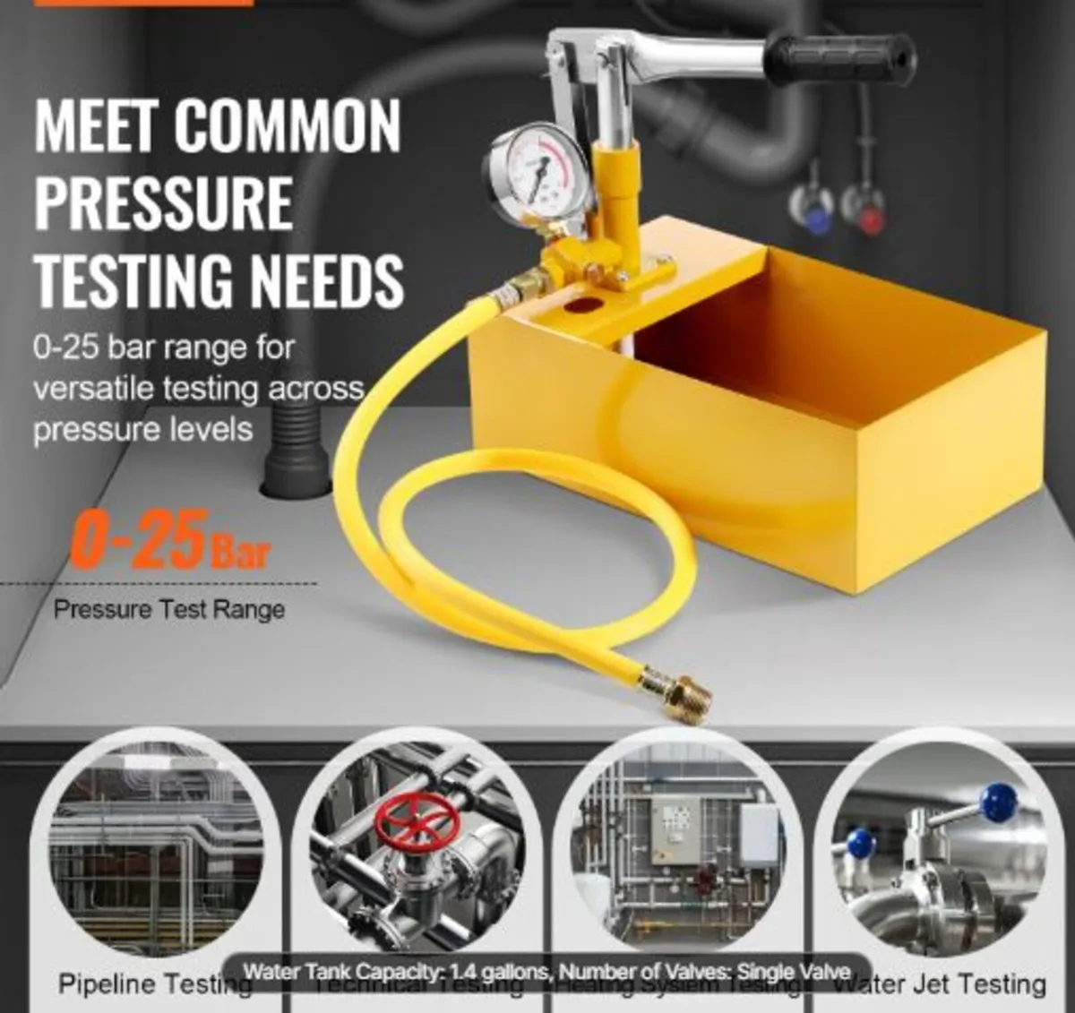 Hydrostatic Test Pump, Max 25 bar/362 PSI, Single - Image 2