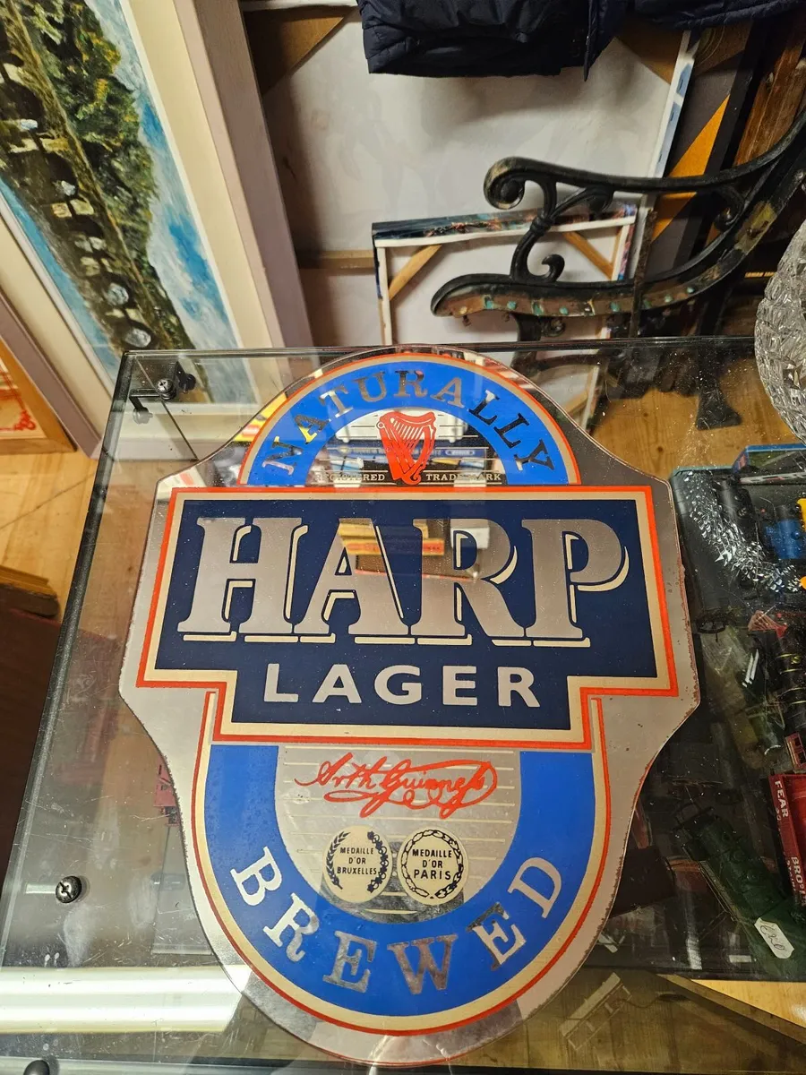 Vintage Guinness Harp Mirror - Image 1