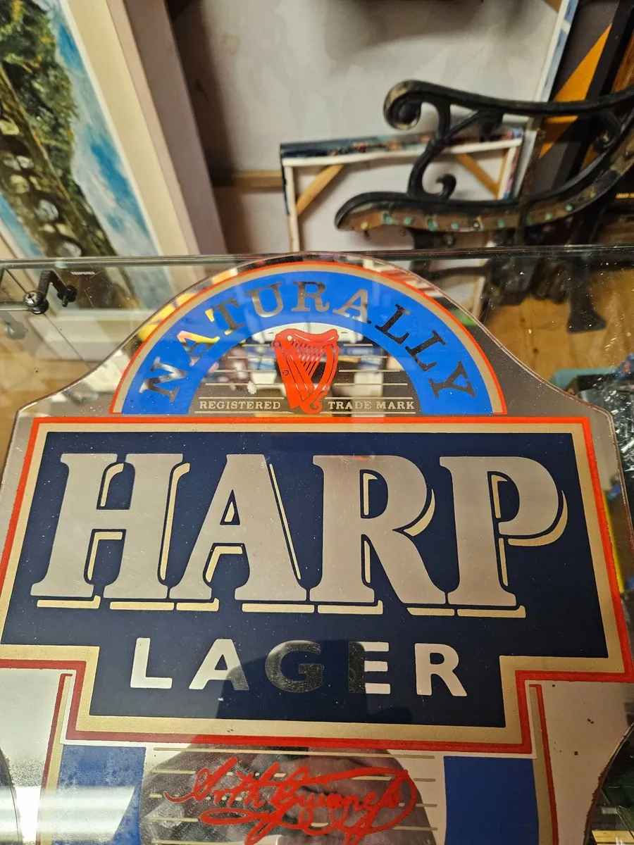 Vintage Guinness Harp Mirror - Image 3
