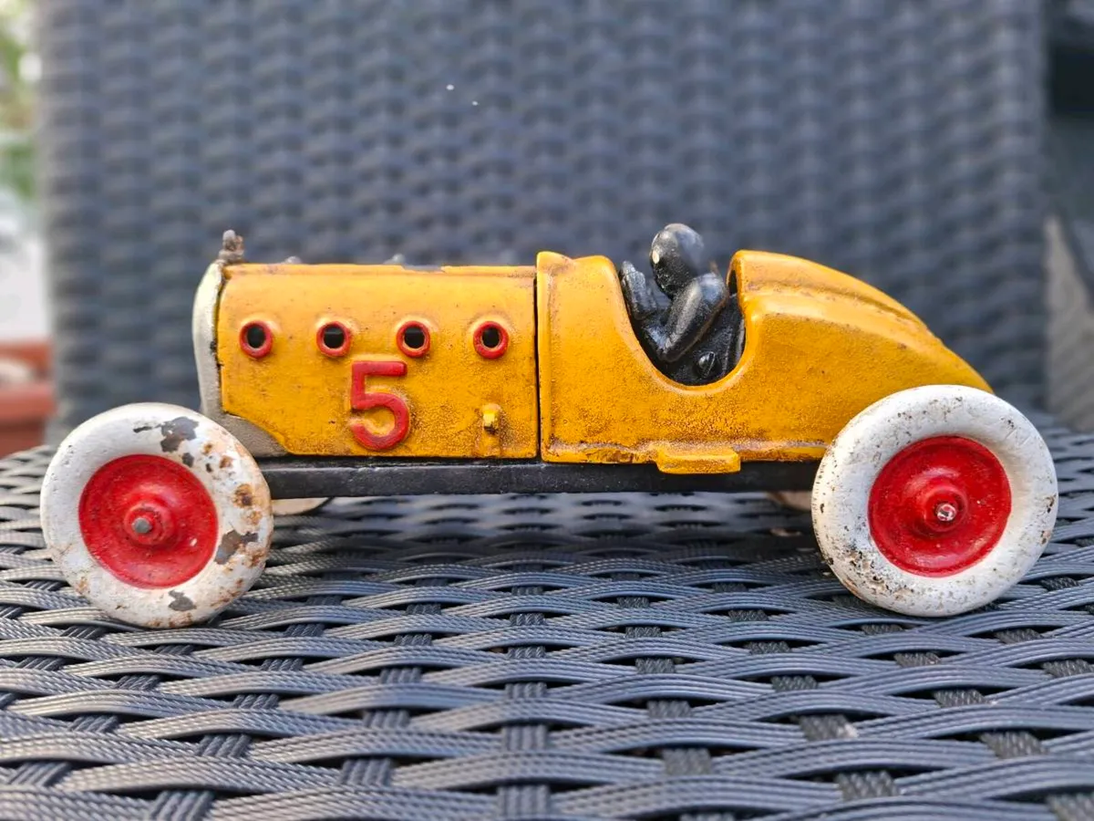 Old Heavy Cast Iron Race Car - Image 4