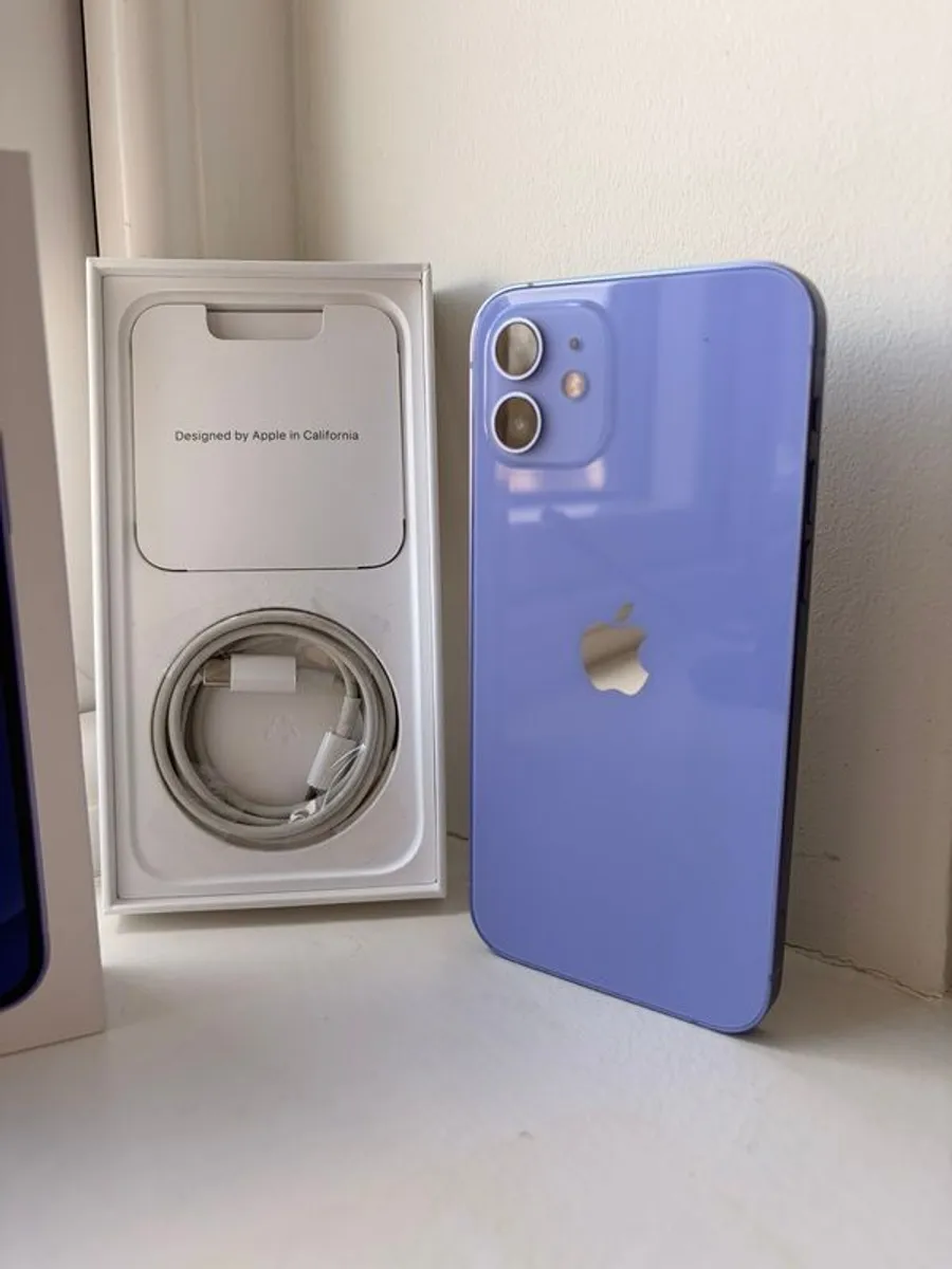 iphone 12 256Gb purple  with cable and box - Image 3