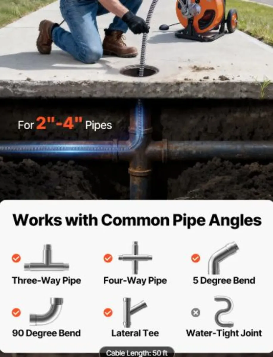 Drain Cleaning Cable 1524 cm x 1.0 cm Solid Core - Image 2