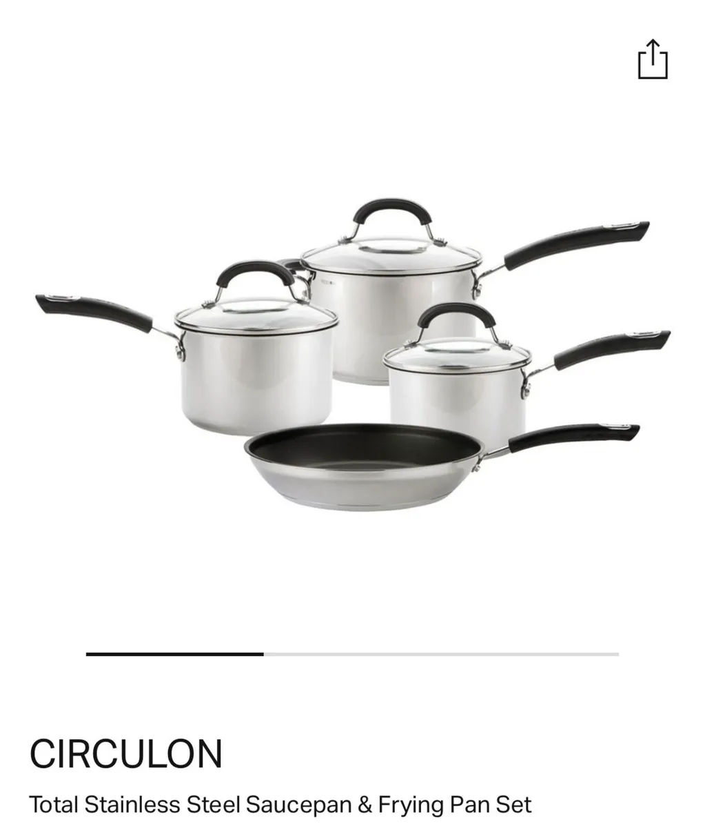 Stainless Steel Saucepan + Frying Pan + Lids Set - Image 1