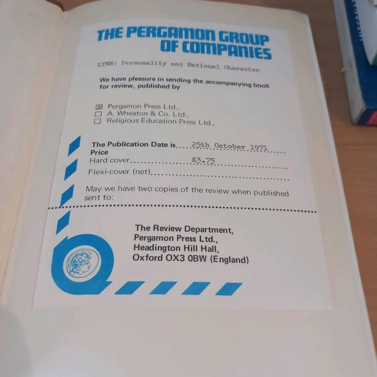 Personality and National Character - R. Lynn (Vint - Image 2