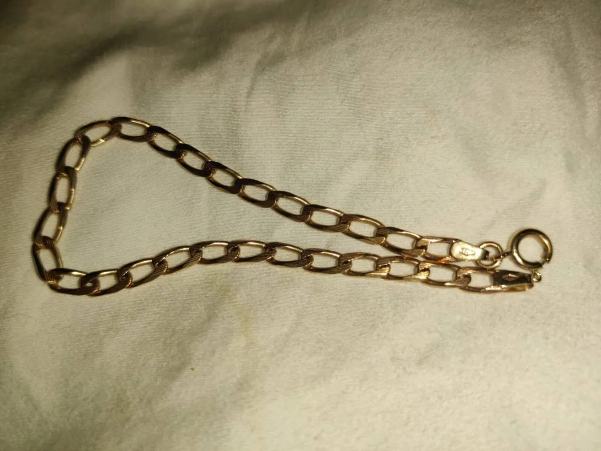 ROUND LINKS, 9CT SOLID Gold 5.06g 8"Long Bracelet - Image 2