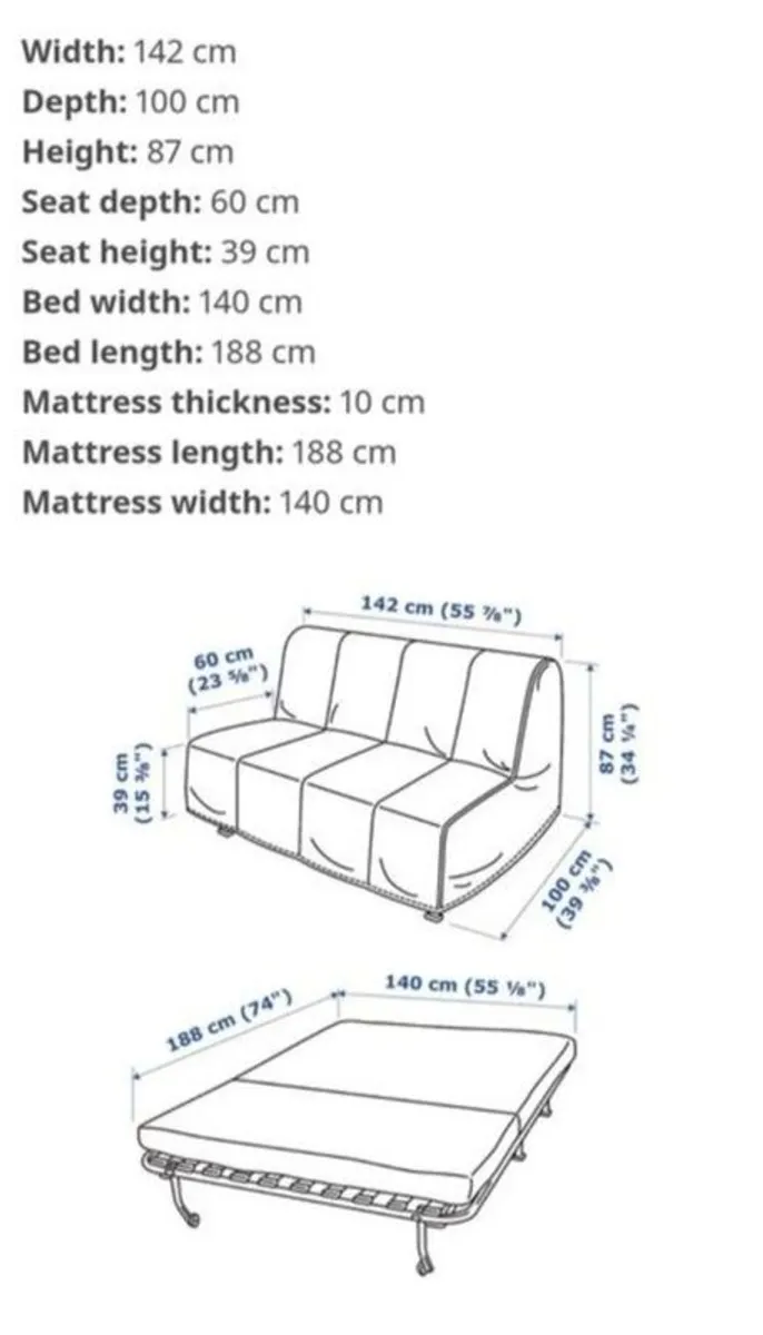 Ikea Lycksele Sofa Bed - Image 3