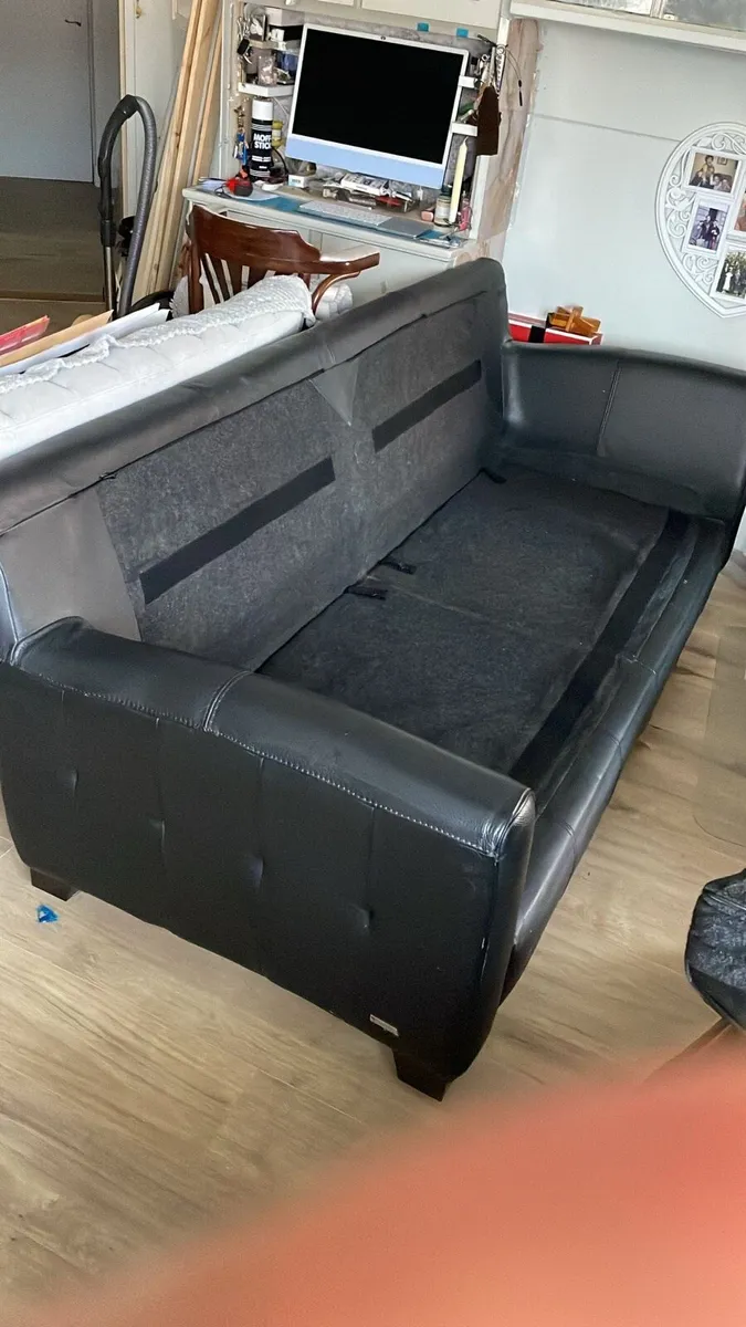 Black Leather Couch - Image 2