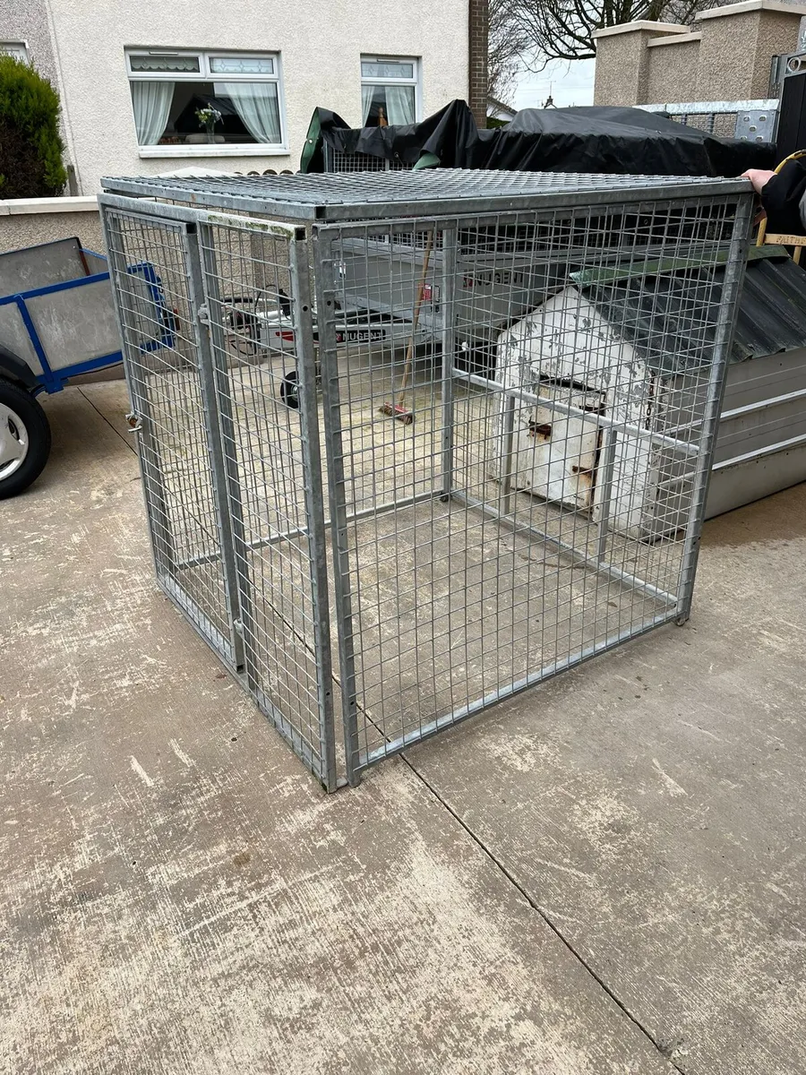 4ft by 4ft by 4ft high galvanised dog pen complete - Image 1