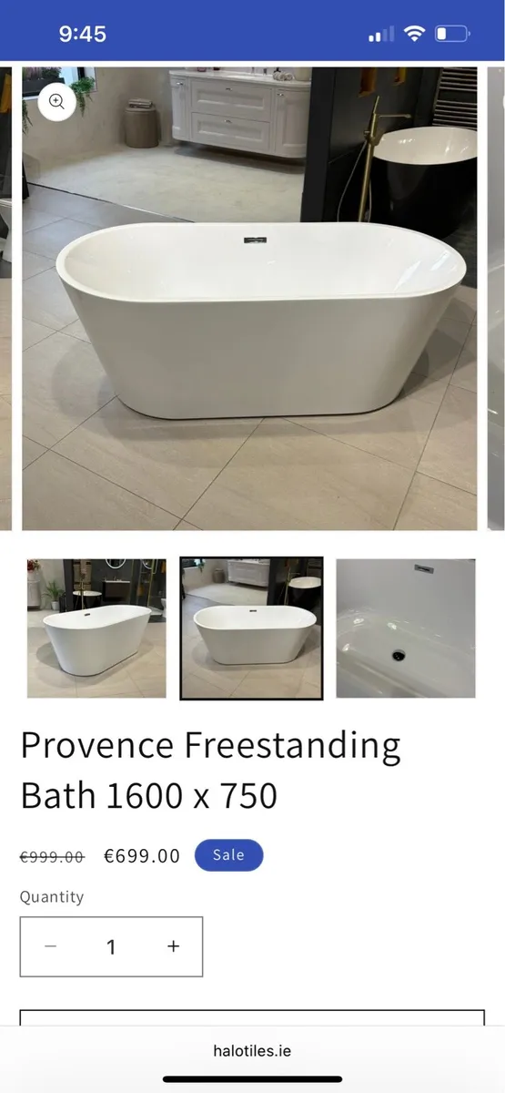 Free Standing bath 1600 x 750 - Image 3