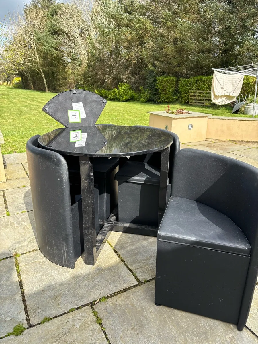 Space-Saving Stowaway Dining Set – Black Gloss - Image 1