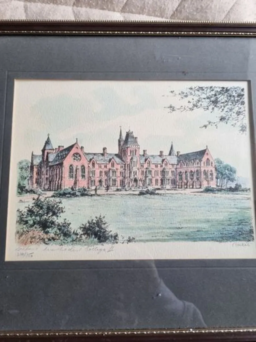 Vintage coloured etching - Belfast University - Image 1