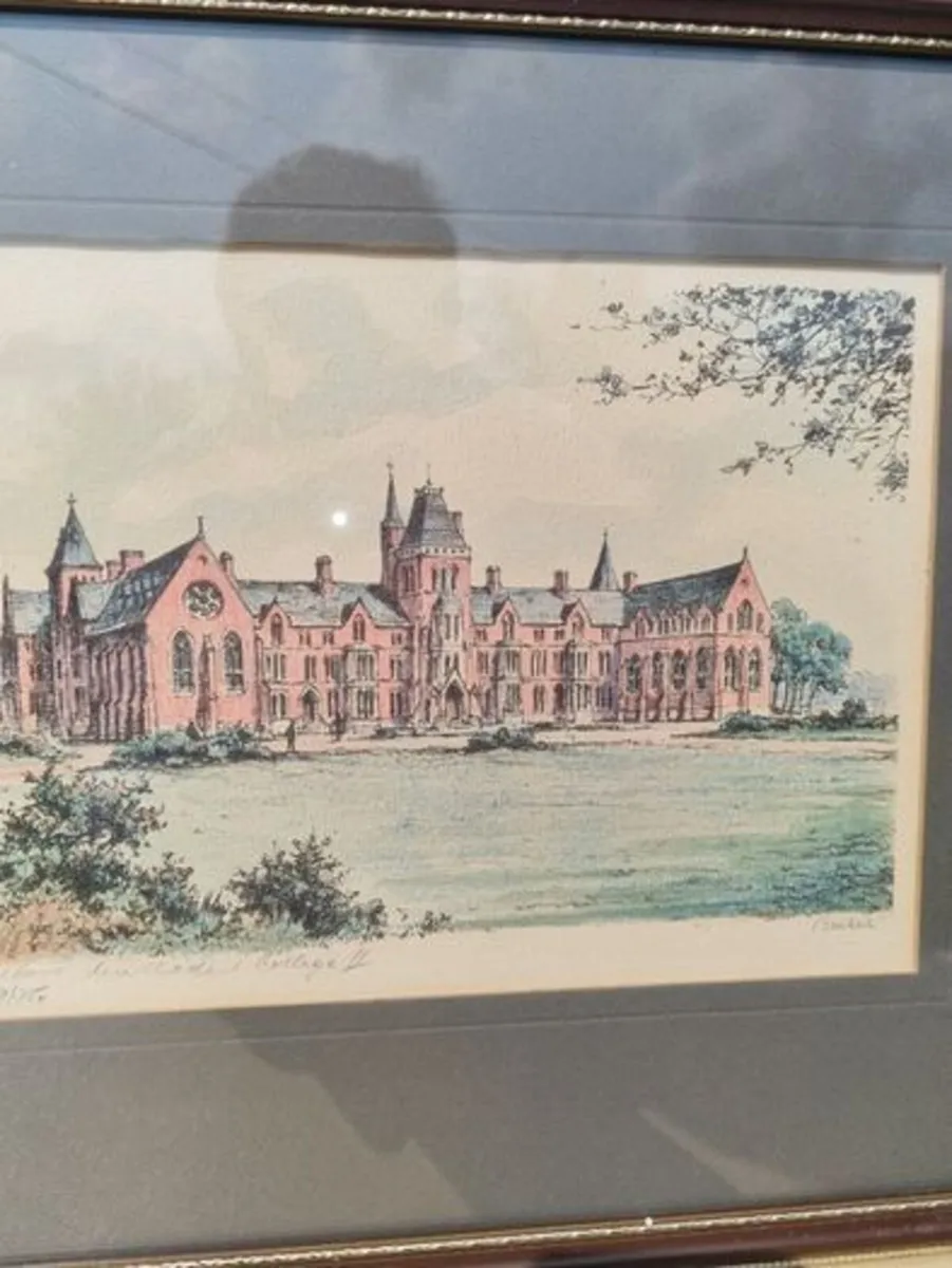 Vintage coloured etching - Belfast University - Image 3