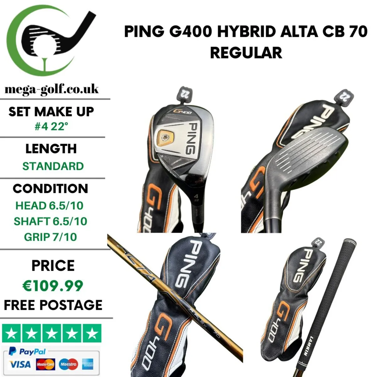 Ping G400 Hybrid / #4 22° / Alta CB 70 Regular - Image 1