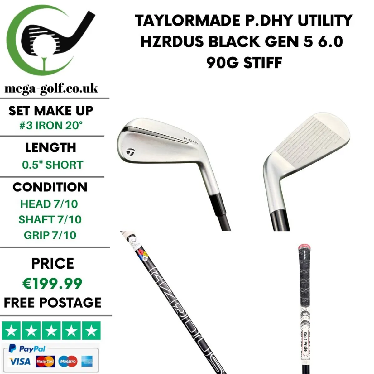 Taylormade P.DHY Utility #3 Iron 20° / Stiff - Image 1