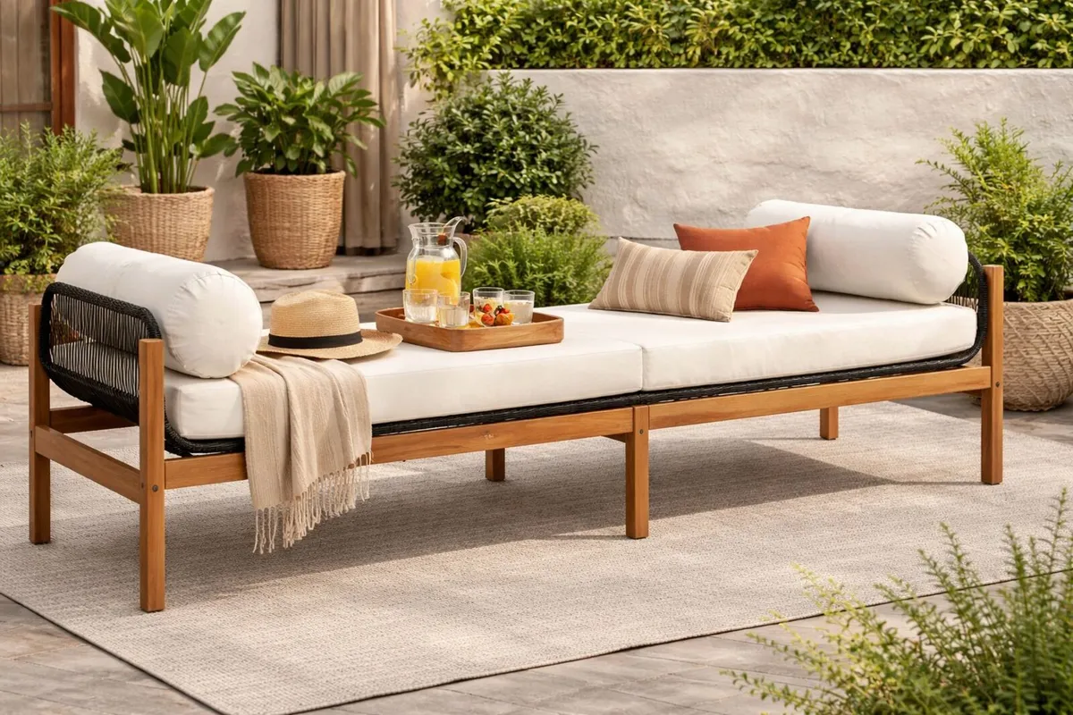 Extra Large Garden Bench 216cm 3 Seater With Cushi - Image 1