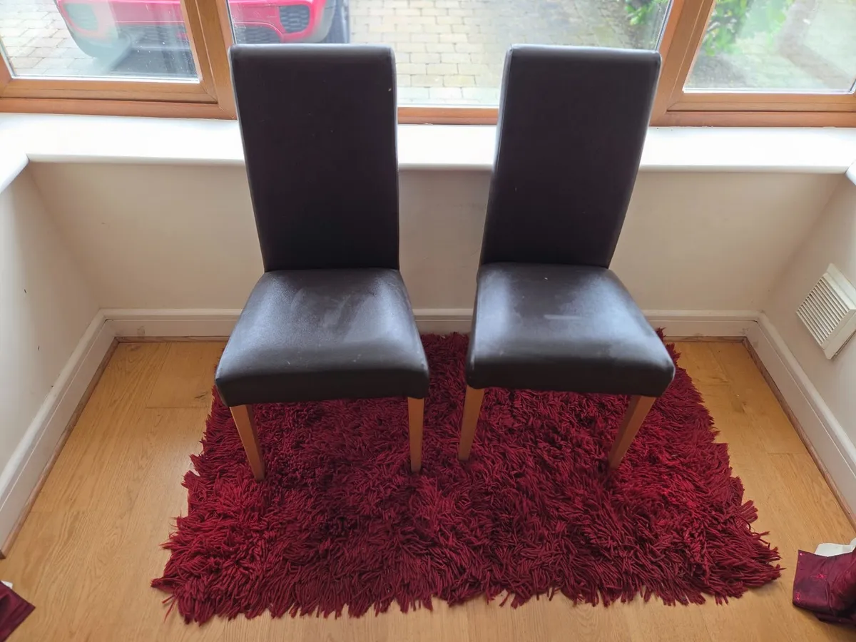 FREE - 2 x brown faux leather chairs - Image 1