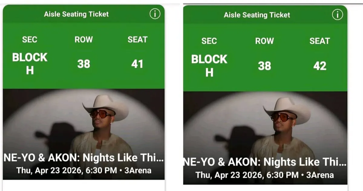 Akon neyo tickets 2 tickets block H seated 23rd - Image 2