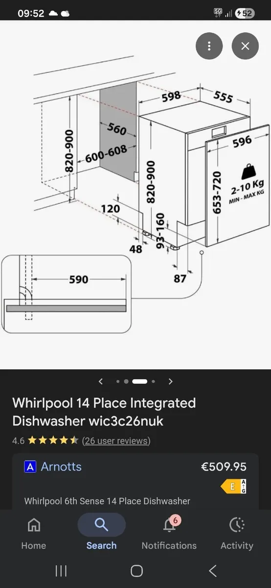 Whirlpool dishwasher integrated never used - Image 1