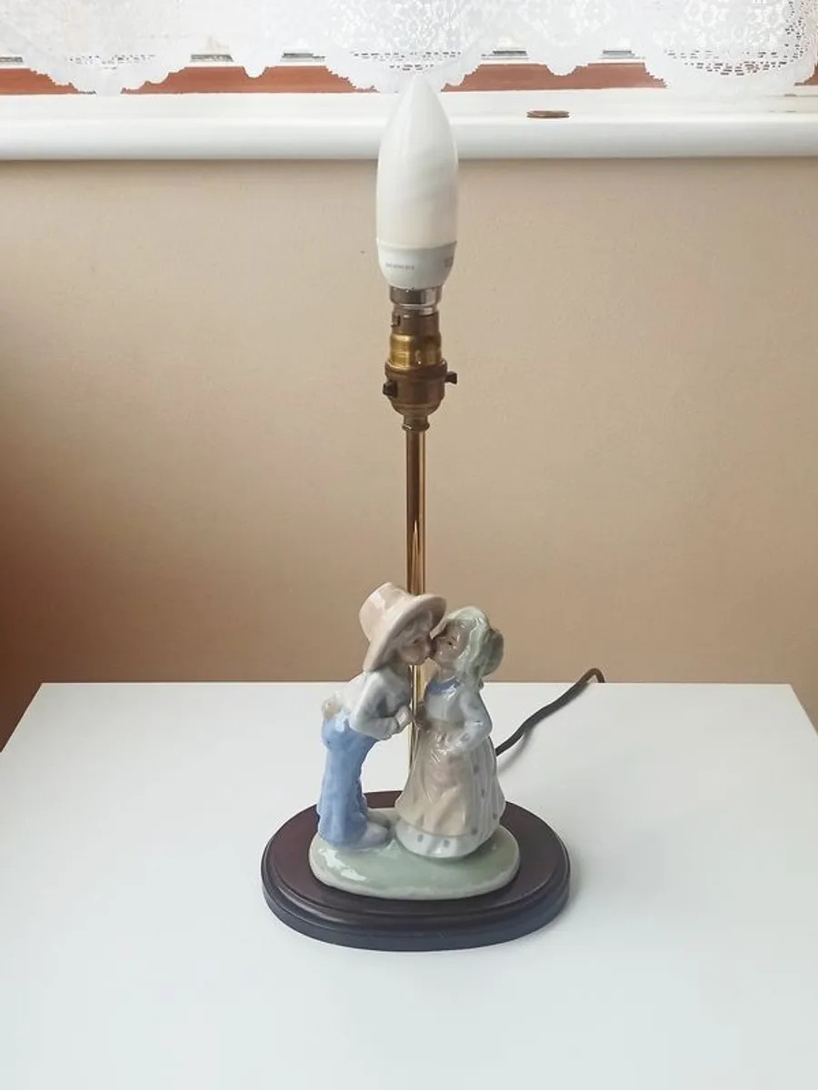 Irish Vintage Table Lamp by Mahoona  Lighting  porcelain figurine on the wooden base Height 43 cm - Image 2