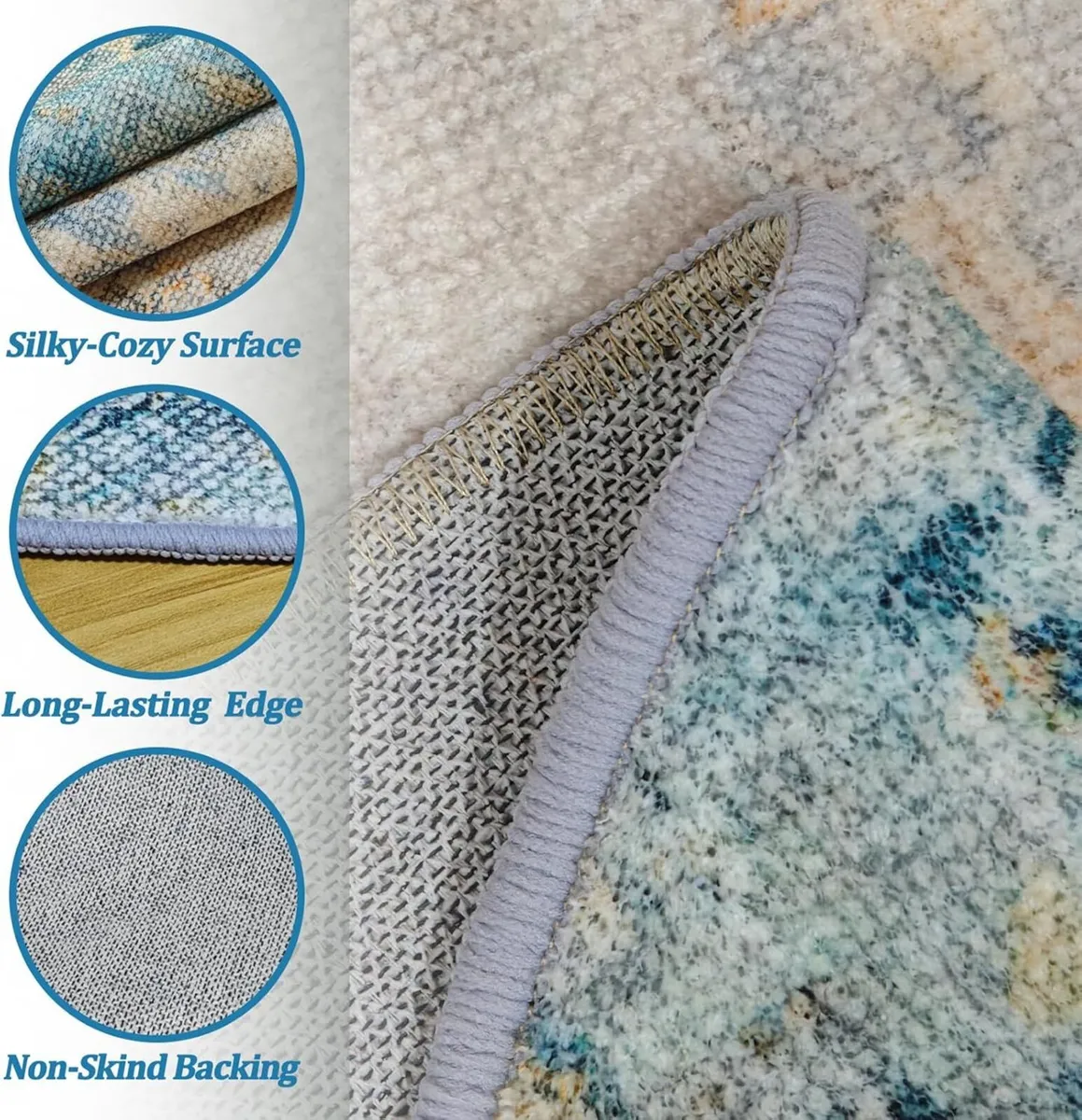 Round Abstract Rug for Living Room Machine - Image 3