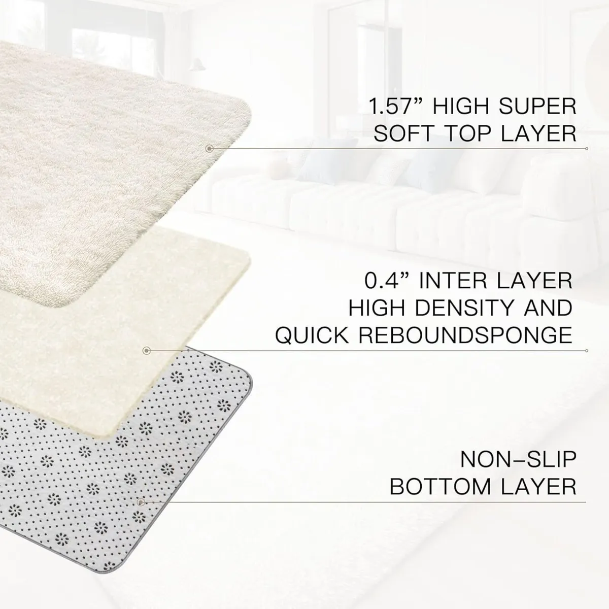 Rugs Living Room 240x300cm Ivory Area for Bedroom - Image 3