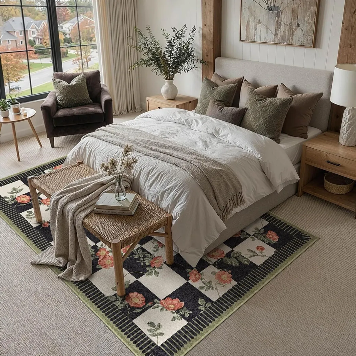 Rugs Living Room 160x230cm Washable Flower Area - Image 4