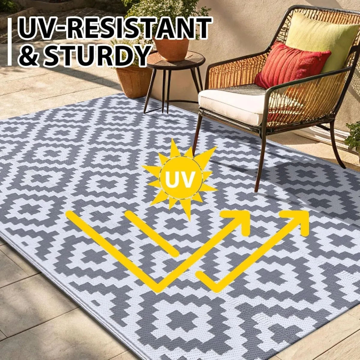 Outdoor Rug Waterproof Large Garden Rugs UV-Resist - Image 4