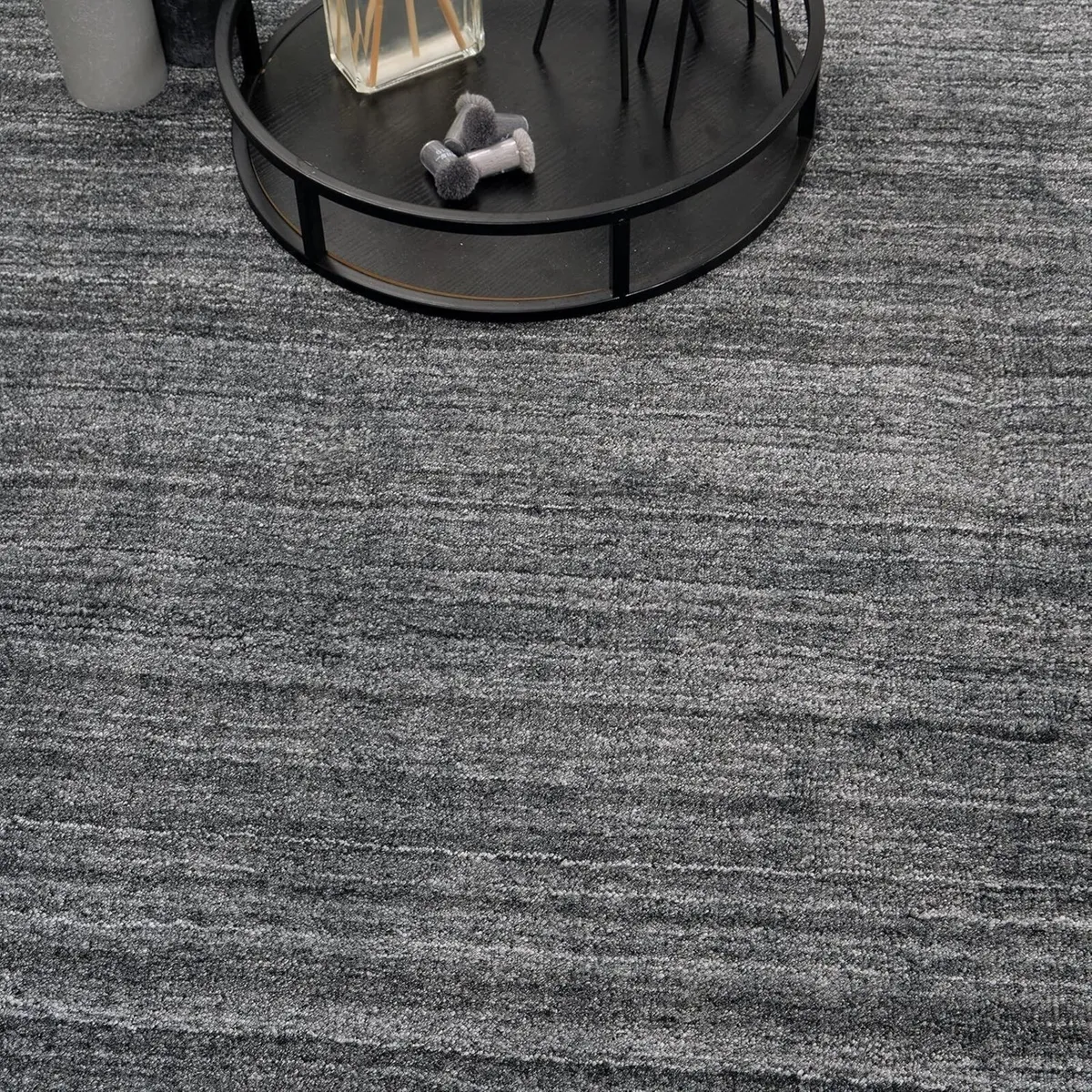 80 x 150 cm Living Room Rug Anthracite Natural - Image 4