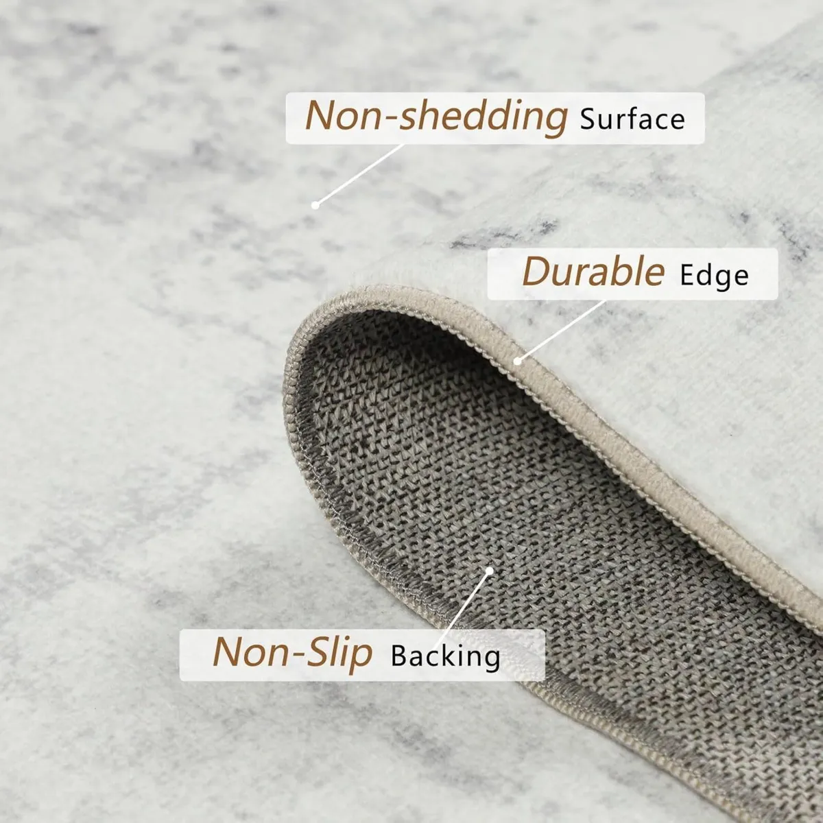 Grey Rug Living Room 200x300cm Washable for - Image 2