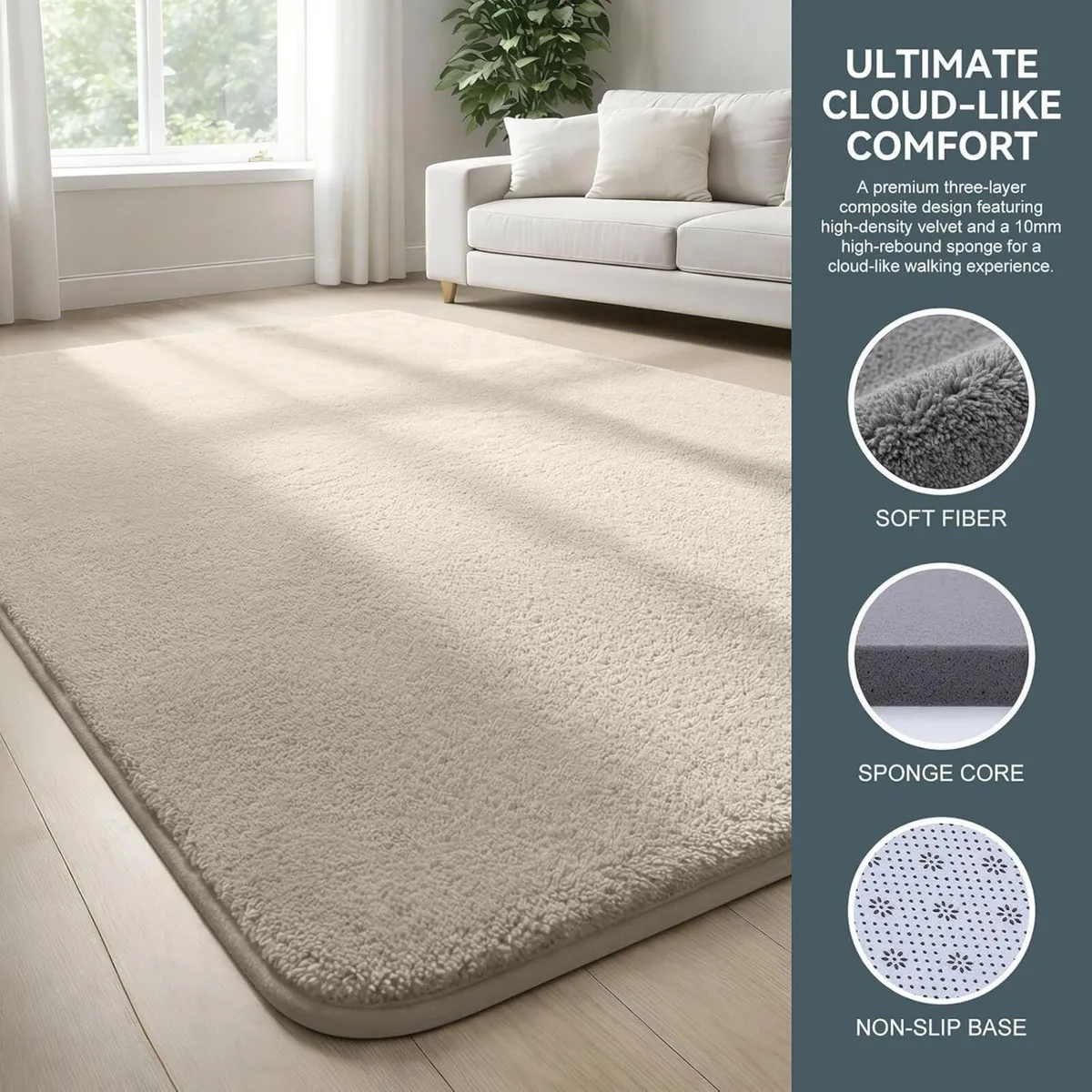 Modern Rugs Carpet Living Room Soft Shaggy - Image 3