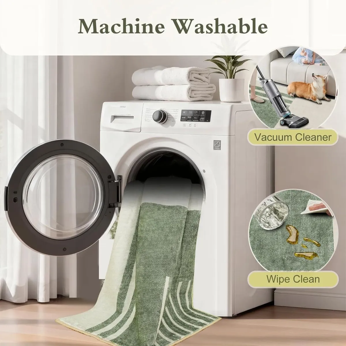 Extra Large Rugs Living Room 200x290 cm GreenCream - Image 4