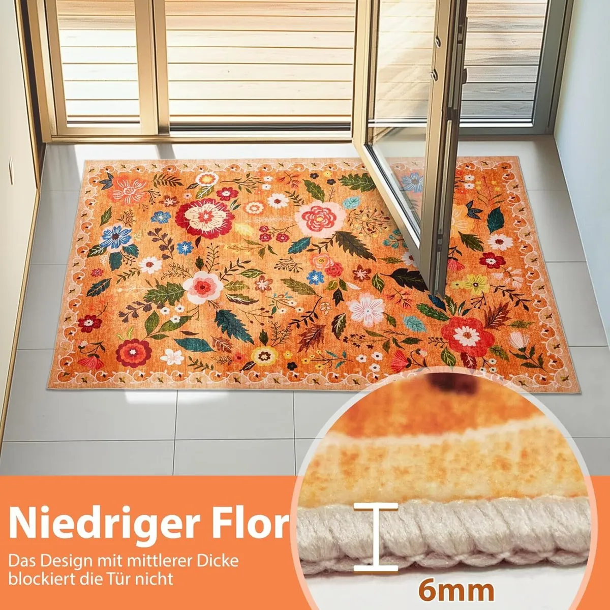 Large Rugs Living Room Low-Pile Boho Floral - Image 2