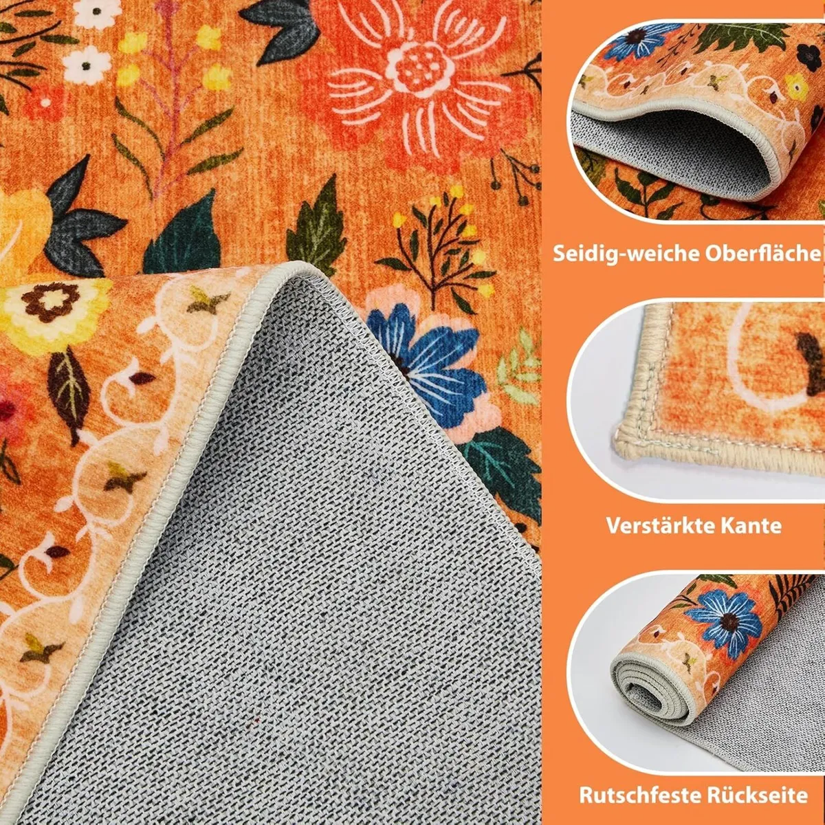 Large Rugs Living Room Low-Pile Boho Floral - Image 4