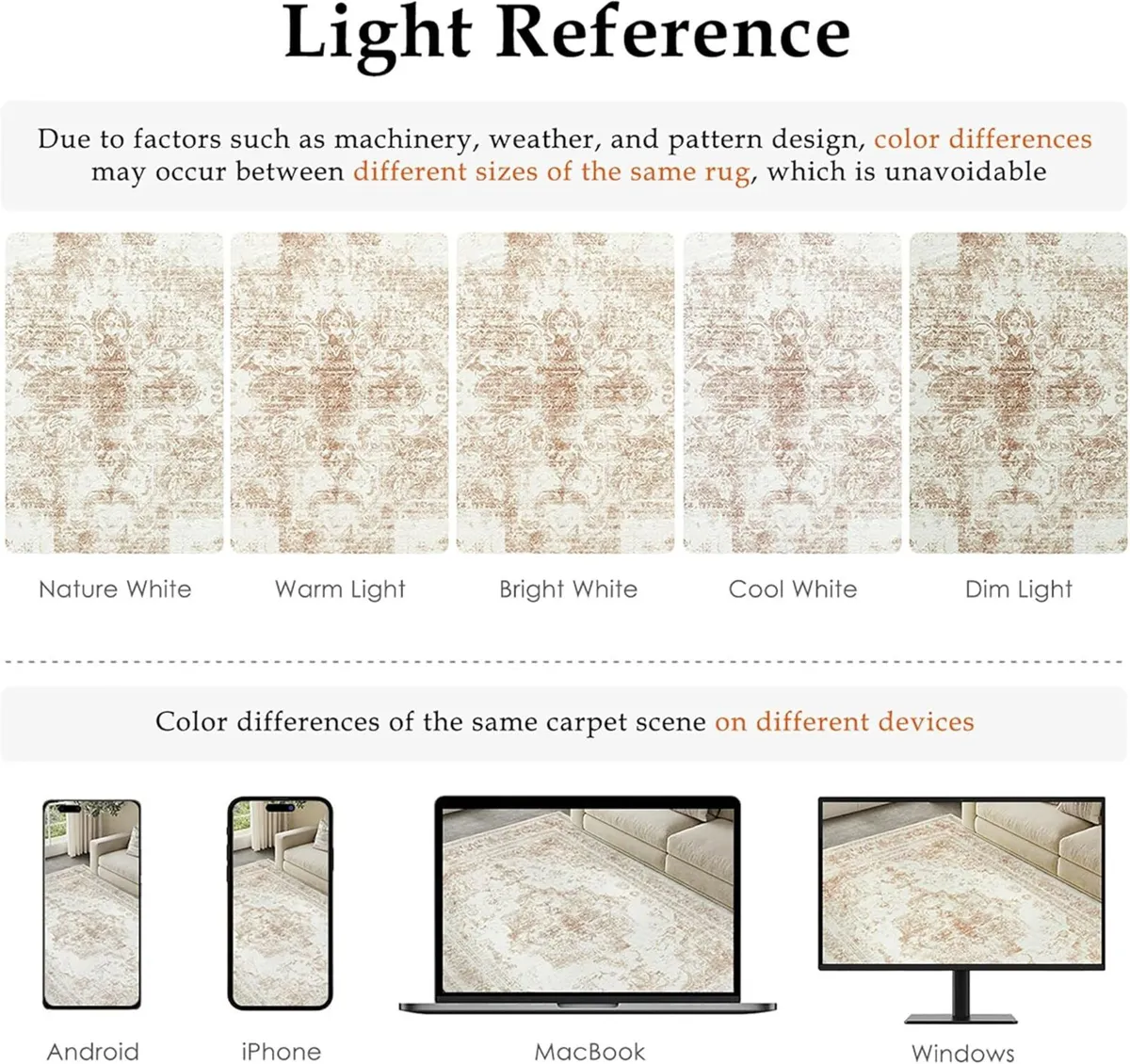 Vintage Cream Rugs Living Room Washable Non Slip - Image 2