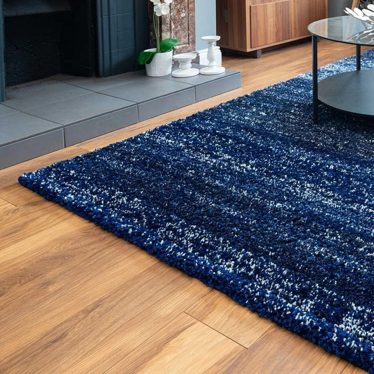 Thick Super Soft Stripe Navy Blue Bedside Living - Image 3