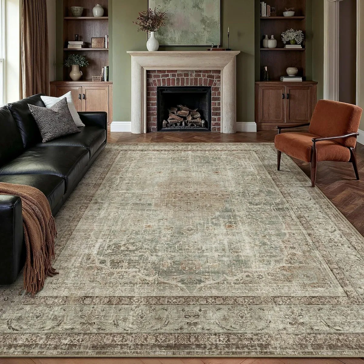 Vintage Living Room Area Brown Rug 240x300cm - Image 1