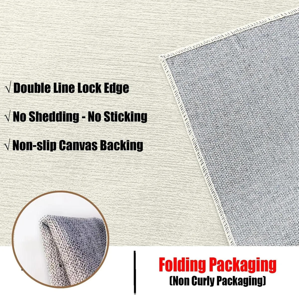 Cream Rug Thin Living Room Short Pile Rugs for - Image 3