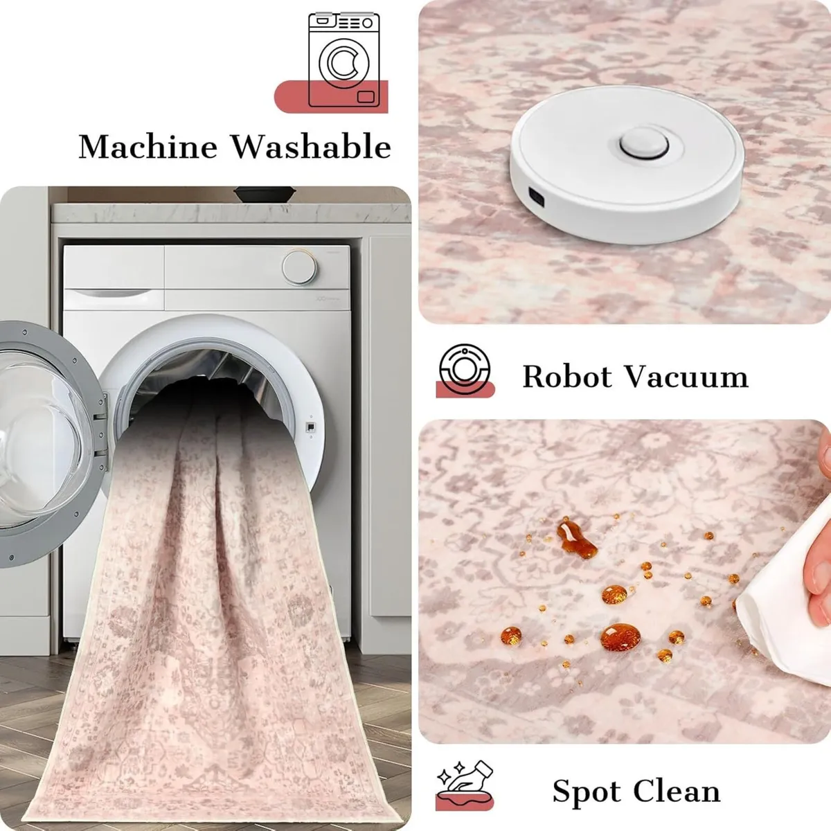 Vintage Living Room Rug 200 x 280 cm Washable - Image 4