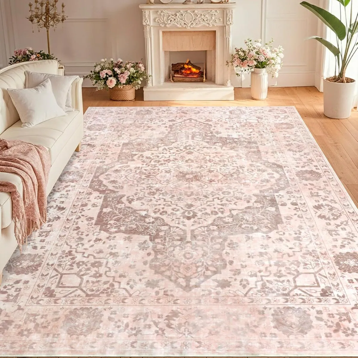 Vintage Living Room Rug 200 x 280 cm Washable - Image 1