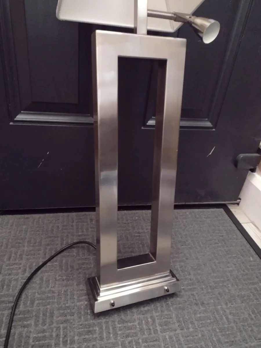 2 tall chrome statement table lamps - Image 3