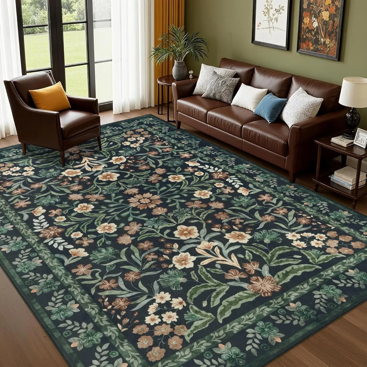 Washable Rugs Living Room 160x230cm Black Rug for - Image 1