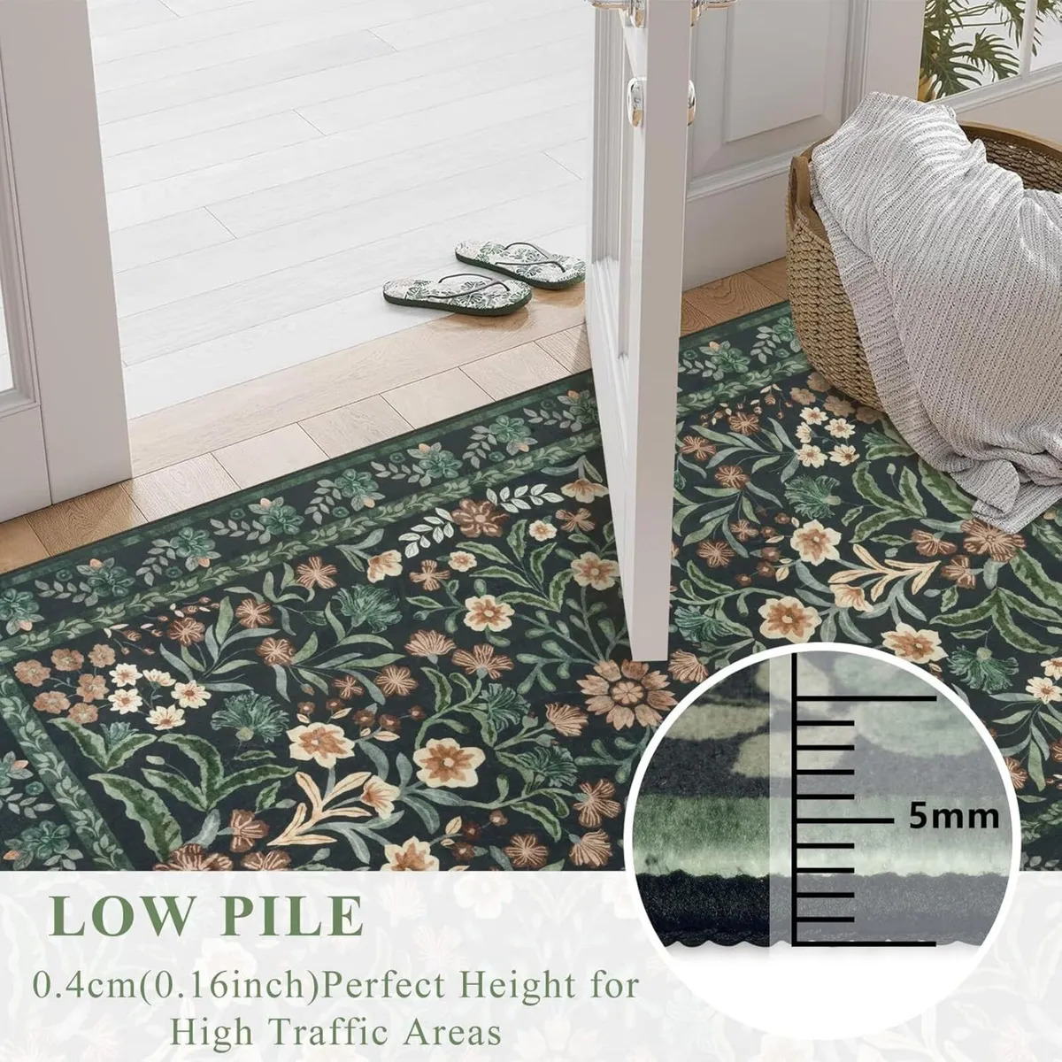 Washable Rugs Living Room 160x230cm Black Rug for - Image 3