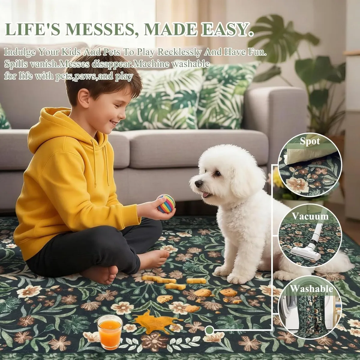 Washable Rugs Living Room 160x230cm Black Rug for - Image 4