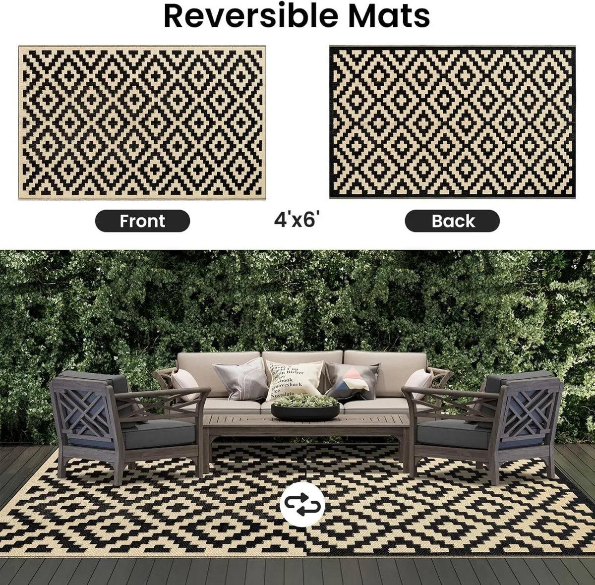 Outdoor Rug Waterproof Large Garden Rugs UV-Resist - Image 3