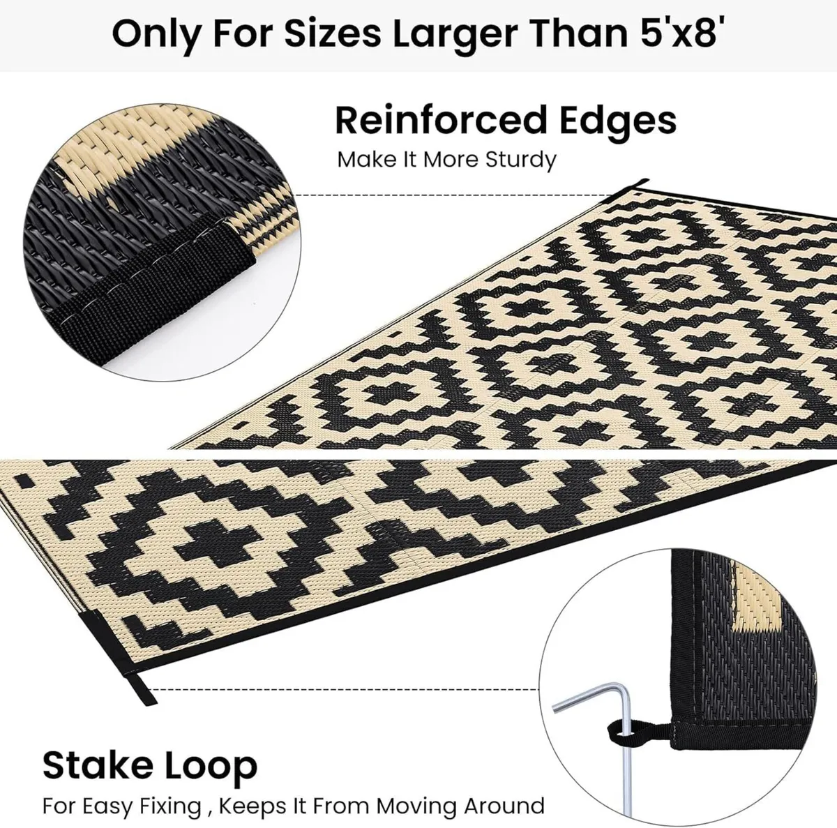 Outdoor Rug Waterproof Large Garden Rugs UV-Resist - Image 4